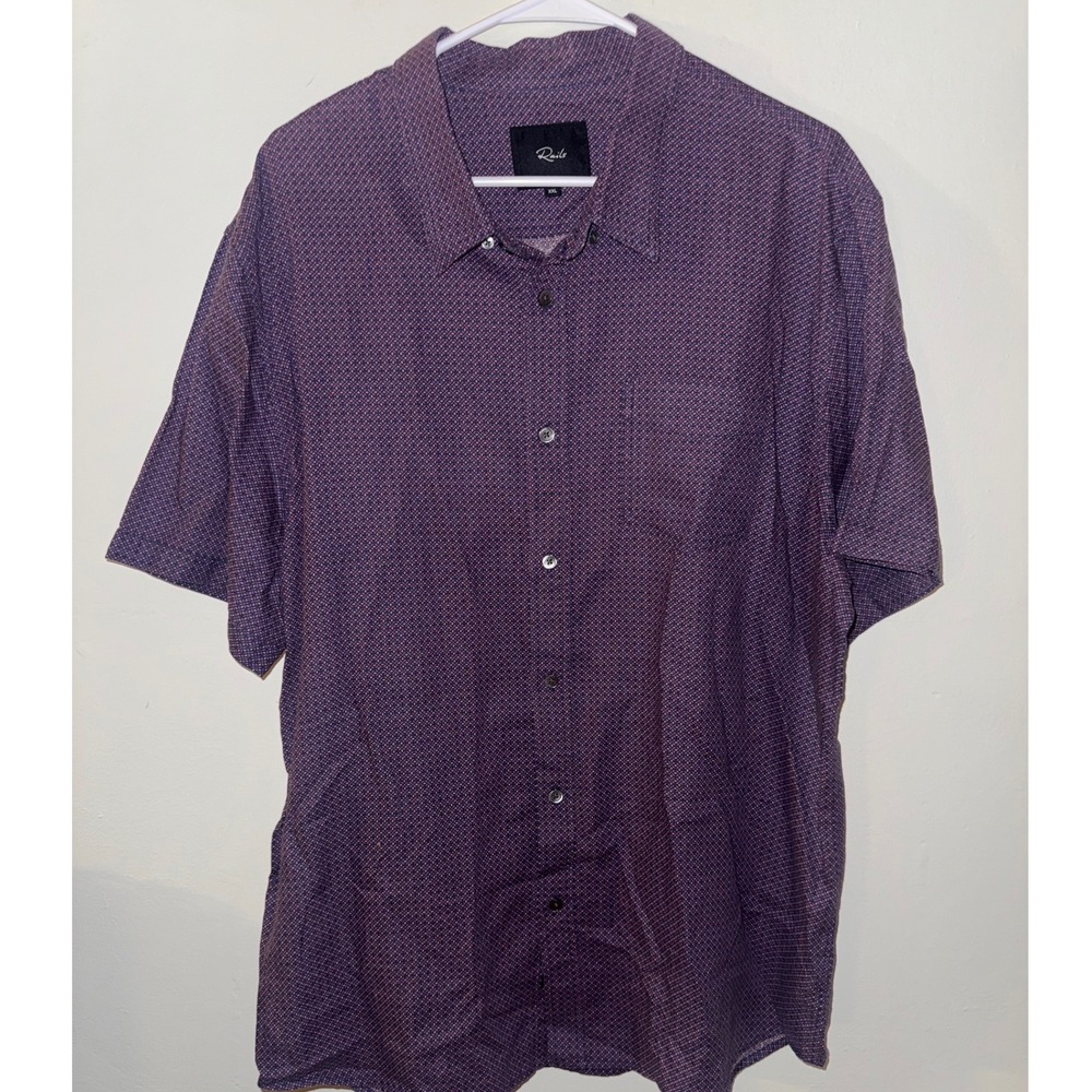 Rails Carson Moroccan Tile Rose Linen Blend Short Sleeve Button Down Shirt XXL